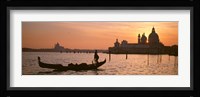 Silhouette of a gondola in a canal at sunset, Santa Maria Della Salute, Venice, Italy Fine Art Print