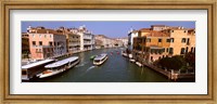 High angle view of ferries in a canal, Grand Canal, Venice, Italy Fine Art Print