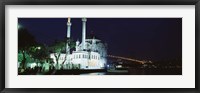 Ortakoy Mosque at night, Bosphorus Bridge, Istanbul, Turkey Fine Art Print