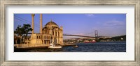 Mosque at the waterfront near a bridge, Ortakoy Mosque, Bosphorus Bridge, Istanbul, Turkey Fine Art Print
