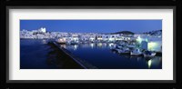 Buildings lit up at night, Paros, Cyclades Islands, Greece Fine Art Print