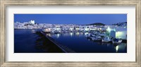Buildings lit up at night, Paros, Cyclades Islands, Greece Fine Art Print