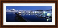 Buildings lit up at night, Paros, Cyclades Islands, Greece Fine Art Print