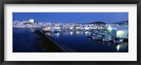 Buildings lit up at night, Paros, Cyclades Islands, Greece Fine Art Print