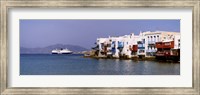 Buildings at the waterfront, Mykonos, Cyclades Islands, Greece Fine Art Print