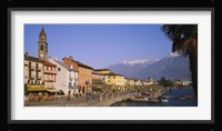 Buildings at the waterfront, Lake Maggiore, Ascona, Switzerland Fine Art Print