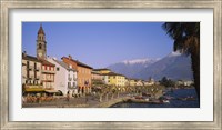 Buildings at the waterfront, Lake Maggiore, Ascona, Switzerland Fine Art Print