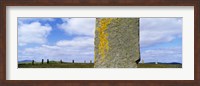 Yellow markings on a pillar in the Ring Of Brodgar, Orkney Islands, Scotland, United Kingdom Fine Art Print