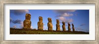 Low angle view of statues in a row, Moai Statue, Easter Island, Chile Fine Art Print