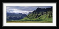 View Of Farm And Cliff In The South Coast, Sheer Basalt Cliffs, South Coast, Iceland Fine Art Print