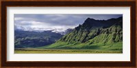 View Of Farm And Cliff In The South Coast, Sheer Basalt Cliffs, South Coast, Iceland Fine Art Print