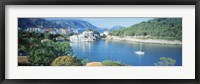 High Angle View Of A Town On The Waterfront, Cephalonia, Greece Fine Art Print