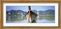 Boat Moored In The Water, Phi Phi Islands, Thailand Fine Art Print