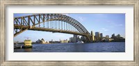 Australia, New South Wales, Sydney, Sydney harbor, View of bridge and city Fine Art Print