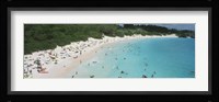 Aerial view of tourists on the beach, Horseshoe Bay, Bermuda Fine Art Print