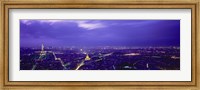 Aerial View Of A City at night, Paris, France Fine Art Print