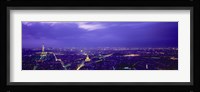 Aerial View Of A City at night, Paris, France Fine Art Print