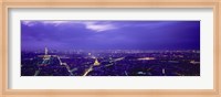 Aerial View Of A City at night, Paris, France Fine Art Print