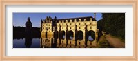 Water In Front Of The Building, Loire Valley, Chenonceaux, France Fine Art Print