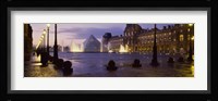 Buildings lit up at night, Louvre Museum, Paris, France Fine Art Print