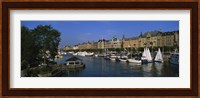 Boats In A River, Stockholm, Sweden Fine Art Print