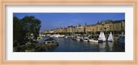 Boats In A River, Stockholm, Sweden Fine Art Print
