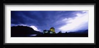 Low Angle View Of A Castle Lit Up At Dusk, Eilean Donan Castle, Highlands, Scotland, United Kingdom Fine Art Print