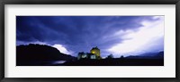 Low Angle View Of A Castle Lit Up At Dusk, Eilean Donan Castle, Highlands, Scotland, United Kingdom Fine Art Print