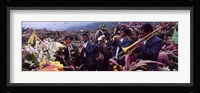 Musicians Celebrating All Saint's Day By Playing Trumpet, Zunil, Guatemala Fine Art Print