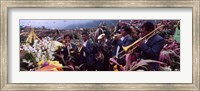 Musicians Celebrating All Saint's Day By Playing Trumpet, Zunil, Guatemala Fine Art Print