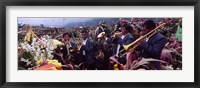 Musicians Celebrating All Saint's Day By Playing Trumpet, Zunil, Guatemala Fine Art Print