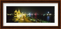 Buildings Lit Up At Night, The Bund, Shanghai, China Fine Art Print