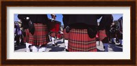 Group Of Men Playing Drums In The Street, Scotland, United Kingdom Fine Art Print