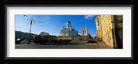 Tram Moving On A Road, Senate Square, Helsinki, Finland Fine Art Print