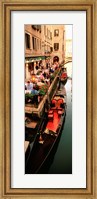Gondolas moored outside of a cafe, Venice, Italy Fine Art Print