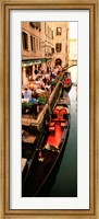 Gondolas moored outside of a cafe, Venice, Italy Fine Art Print