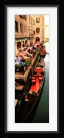 Gondolas moored outside of a cafe, Venice, Italy Fine Art Print
