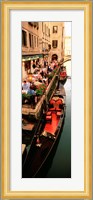 Gondolas moored outside of a cafe, Venice, Italy Fine Art Print