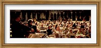 Tourists Listening To A Violinist At A Sidewalk Cafe, Venice, Italy Fine Art Print