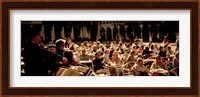 Tourists Listening To A Violinist At A Sidewalk Cafe, Venice, Italy Fine Art Print