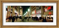 Buildings in a city lit up at night, Munich, Germany Fine Art Print