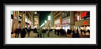 Buildings in a city lit up at night, Munich, Germany Fine Art Print