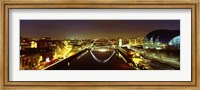 Reflection Of A Bridge On Water, Millennium Bridge, Newcastle, Northumberland, England, United Kingdom Fine Art Print