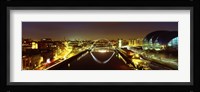 Reflection Of A Bridge On Water, Millennium Bridge, Newcastle, Northumberland, England, United Kingdom Fine Art Print