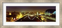Reflection Of A Bridge On Water, Millennium Bridge, Newcastle, Northumberland, England, United Kingdom Fine Art Print