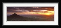 Silhouette Of A Hill At Sunset, Roseberry Topping, North Yorkshire, Cleveland, England, United Kingdom Fine Art Print