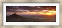 Silhouette Of A Hill At Sunset, Roseberry Topping, North Yorkshire, Cleveland, England, United Kingdom Fine Art Print