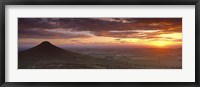 Silhouette Of A Hill At Sunset, Roseberry Topping, North Yorkshire, Cleveland, England, United Kingdom Fine Art Print