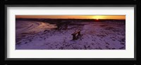 Bench On A Snow Covered Landscape, Filey Bay, Yorkshire, England, United Kingdom Fine Art Print