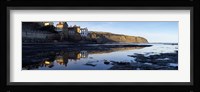 Reflection Of Buildings In Water, Robin Hood's Bay, North Yorkshire, England, United Kingdom Fine Art Print